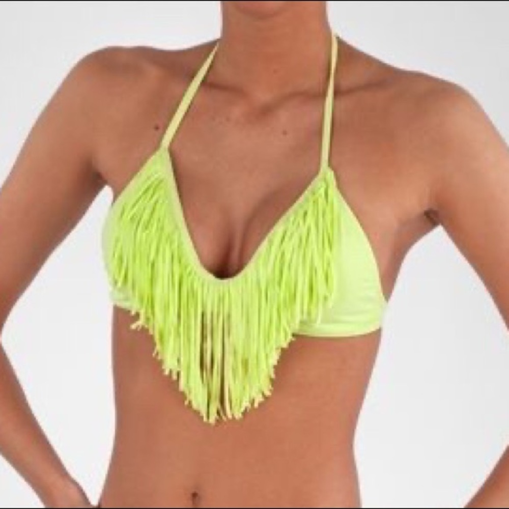 L Space Audrey Fringe Halter Bikini Top
